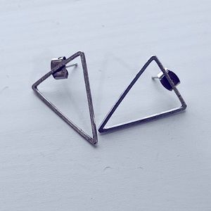 Silver triangle earrings